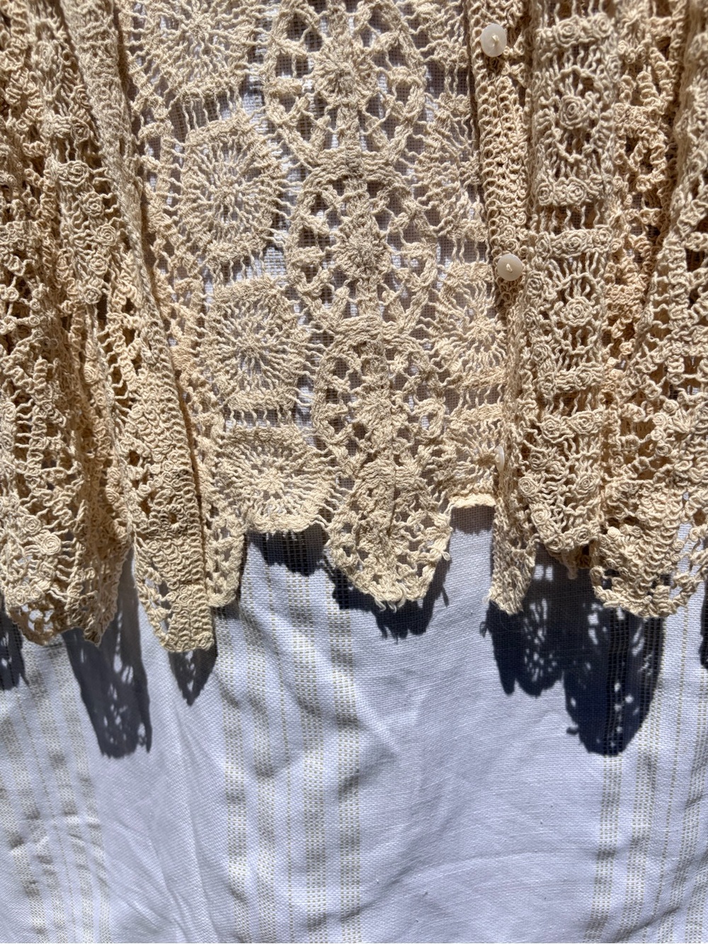 Ultra Pink Crochet Openwork Cardigan - Beige Cream - Picture 3 of 11